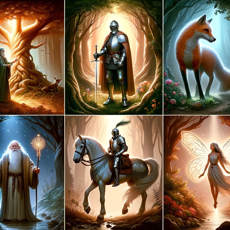 5 märchenfiguren illustriert