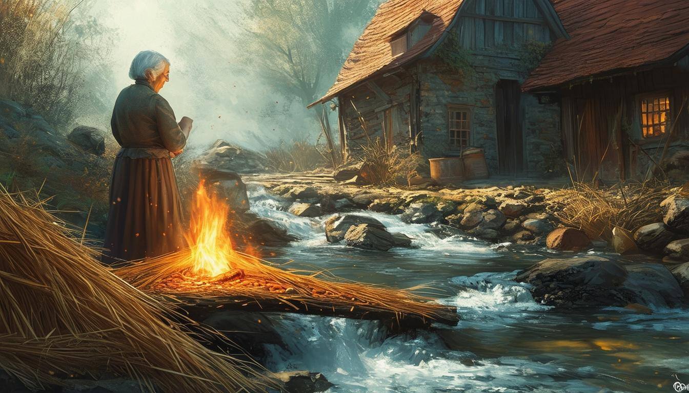 Frau am Feuer