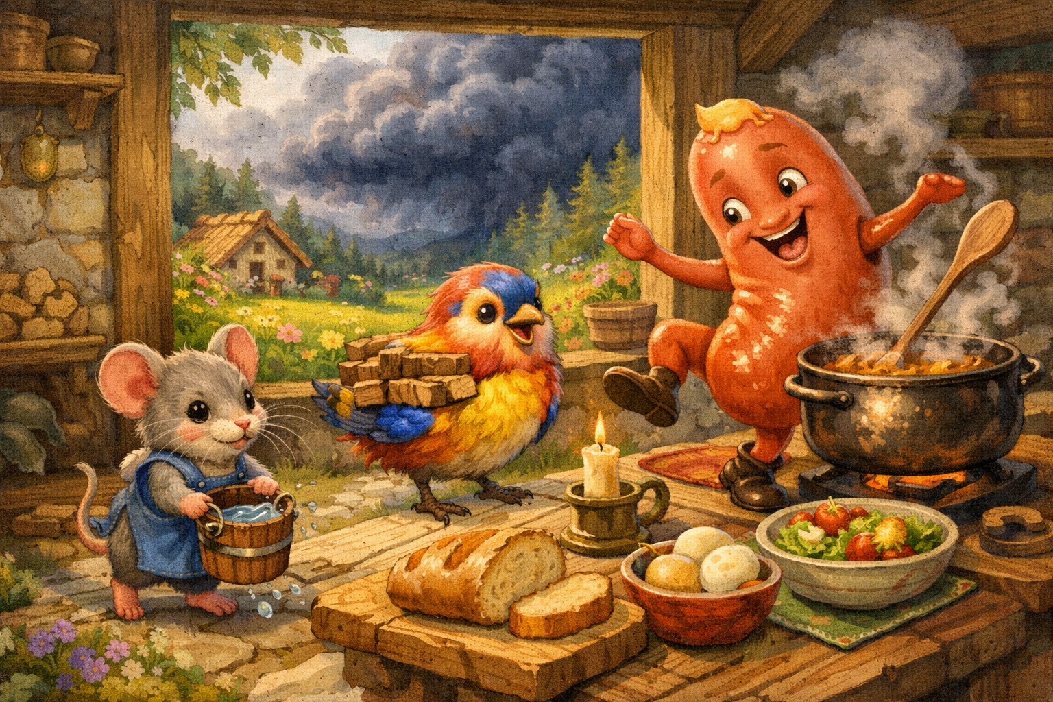 Von dem Mäuschen, Vögelchen und der Bratwurst